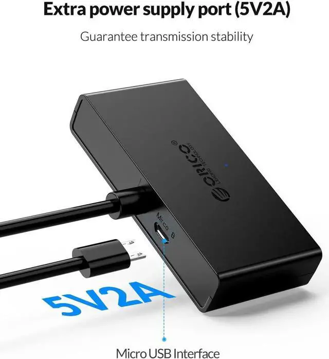 Alt view image 6 of 7 - USB HUB 4 Port USB 3.0 Splitter With Micro USB Power Port Multiple High Speed OTG Adapter for Computer Laptop 4 x USB 3.0 Port, 1ft cable