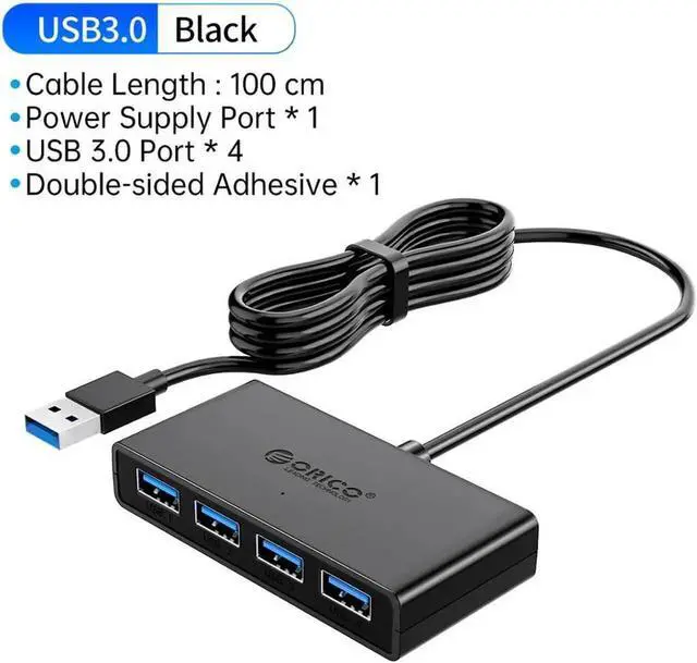 Main image of USB HUB 4 Port USB 3.0 Splitter With Micro USB Power Port Multiple High Speed OTG Adapter for Computer Laptop 4 x USB 3.0 Port, 1ft cable