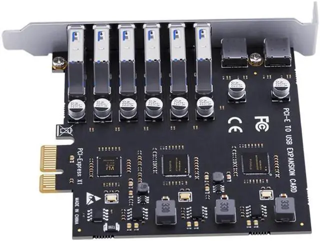 Alt view image 2 of 6 - USB 3.2 Card PCIe X1 To USB Gen1 5Gbps 8 Port (6 USB A +2 Type C) Chip VL805+NEC720210 Converter Adapter Expansion PCIE Splitter