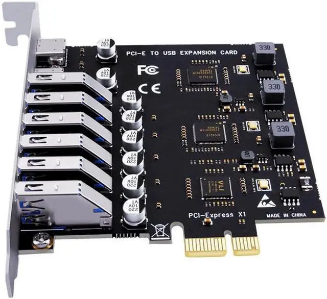 Alt view image 4 of 6 - USB 3.2 Card PCIe X1 To USB Gen1 5Gbps 8 Port (6 USB A +2 Type C) Chip VL805+NEC720210 Converter Adapter Expansion PCIE Splitter