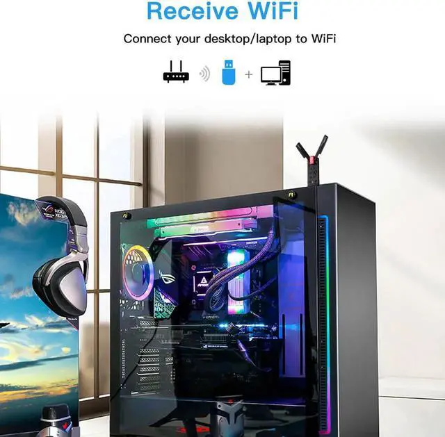 Alt view image 3 of 6 - 3000Mbps WiFi 6E Adapter USB 3.0 Tri Band 2.4G/5G/6GHz WiFi Receiver Dongle USB Wlan Receiver For Laptop/PC Win10/11 Driver Free