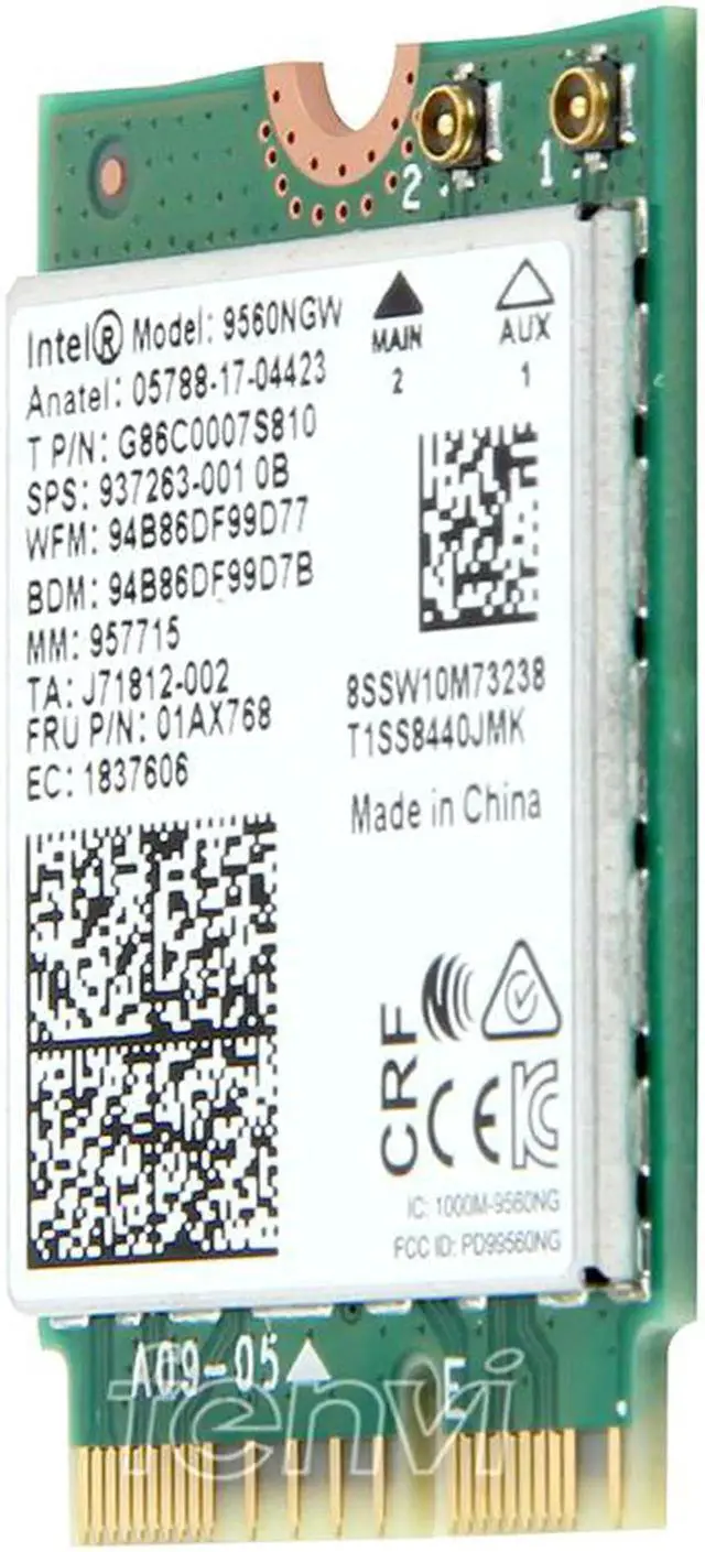 Alt view image 5 of 6 - Dual Band 1.73Gbps 802.11ac Wifi Wireless Network Wlan Card For Intel 9560 9560NGW NGFF Key E 2.4G/5Ghz Wi-fi Bluetooth 5.0