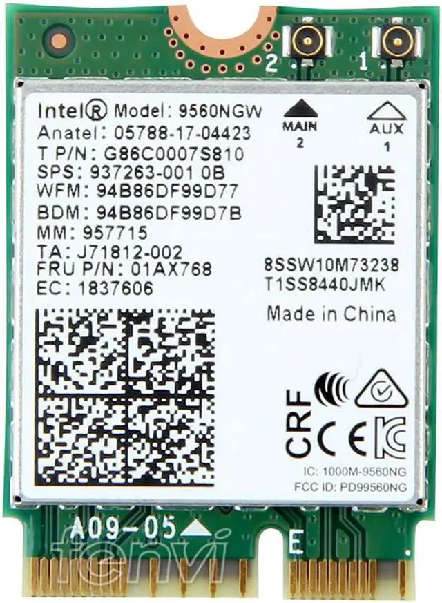 Main image of Dual Band 1.73Gbps 802.11ac Wifi Wireless Network Wlan Card For Intel 9560 9560NGW NGFF Key E 2.4G/5Ghz Wi-fi Bluetooth 5.0