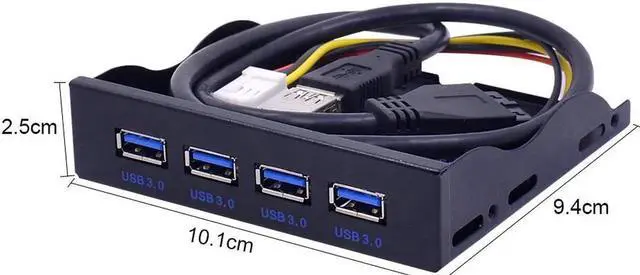 Alt view image 7 of 7 - 19Pin 4 Port USB 3.0 Front Panel Combo Bracket USB3.0 Hub Adapter for PC Desktop 3.5" FDD Floppy Disk Drive Bay