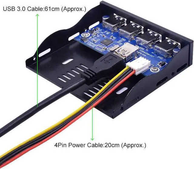 Alt view image 5 of 7 - 19Pin 4 Port USB 3.0 Front Panel Combo Bracket USB3.0 Hub Adapter for PC Desktop 3.5" FDD Floppy Disk Drive Bay