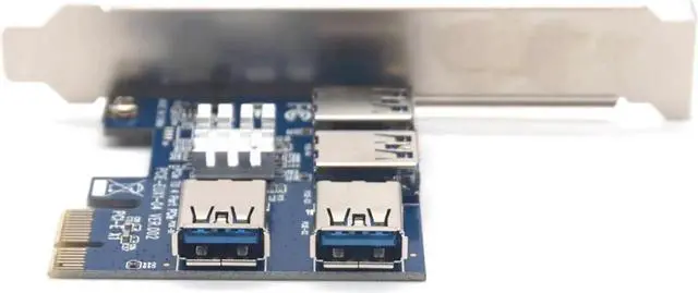 Alt view image 4 of 7 - PCIe 1 to 4 PCIe 16X Riser Card PCI-E 1X to 4 USB 3.0 PCI-E Riser Adapter Port Multiplier Card for BTC Bitcoin Miner Mining