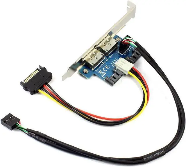 Alt view image 4 of 7 - Dual Port SATA to 5V 12V Power Over ESATA USB Port Adapter Convert Expansion Converter Card Connect to 2.5" 3.5" Hard Disk