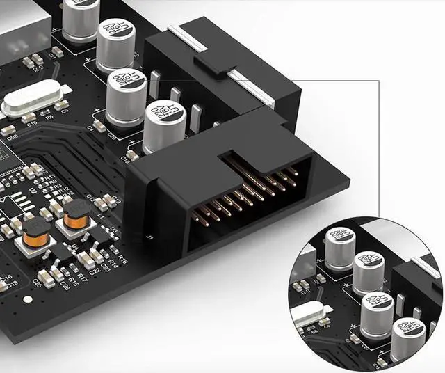 Alt view image 3 of 6 - PCIE to 2 Port USB 3.0 PCI-e Internal 20Pin Adapter PCI Express 5.0Gbps 19Pin FL1100 chipset support WIN10 WIN8 MAC OS