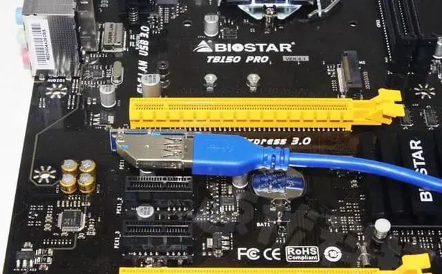 Alt view image 5 of 7 - PCI-E PCI E Express 1X to 1X Extender Adapter Riser Card USB 3.0 Cable SATA Power for Miner Mining Motherboard PCI-E X1 Slot