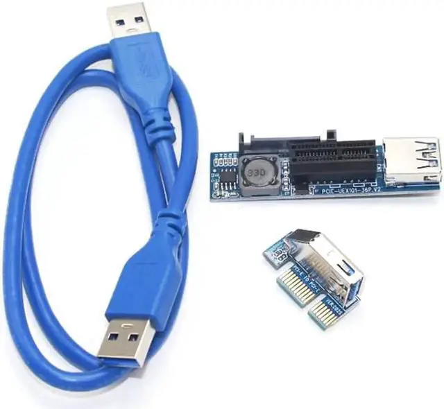 Alt view image 6 of 7 - PCI-E PCI E Express 1X to 1X Extender Adapter Riser Card USB 3.0 Cable SATA Power for Miner Mining Motherboard PCI-E X1 Slot