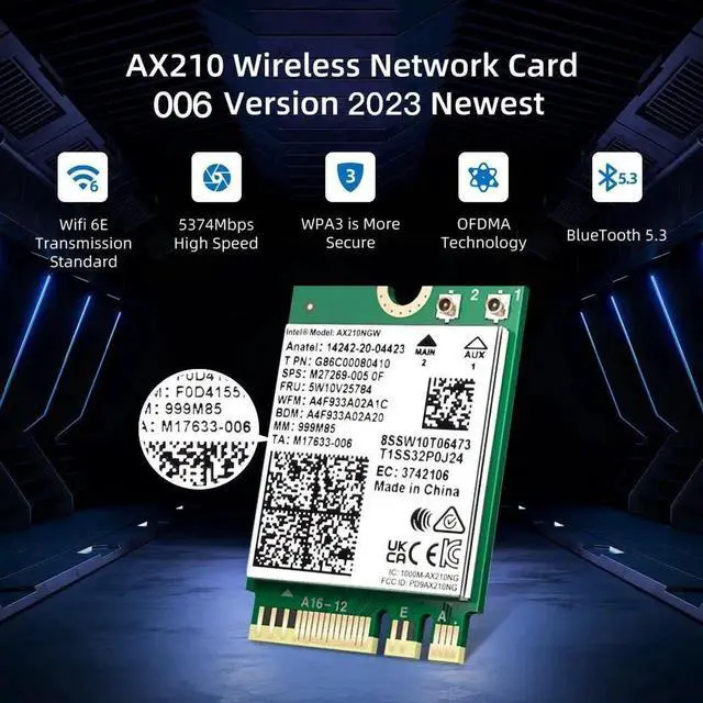 Alt view image 3 of 7 - Dual Band Intel AX210 Wireless 2.4Gbps Bluetooth 5.3 802.11AX Wireless Wi-Fi 6 AX210 For Intel AX210NGW M.2 NGFF Wlan WiFi Card