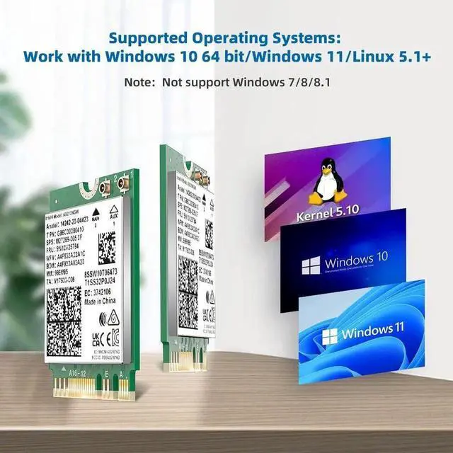 Alt view image 7 of 7 - Dual Band Intel AX210 Wireless 2.4Gbps Bluetooth 5.3 802.11AX Wireless Wi-Fi 6 AX210 For Intel AX210NGW M.2 NGFF Wlan WiFi Card