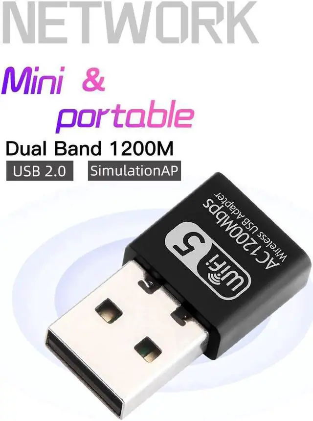 Alt view image 5 of 7 - Dual band AC1200 Wifi Adapter USB 1200Mbps Wifi Adapter 5Ghz Antenna USB Ethernet PC Wireless Lan Wifi Dongle AC Wifi Receiver