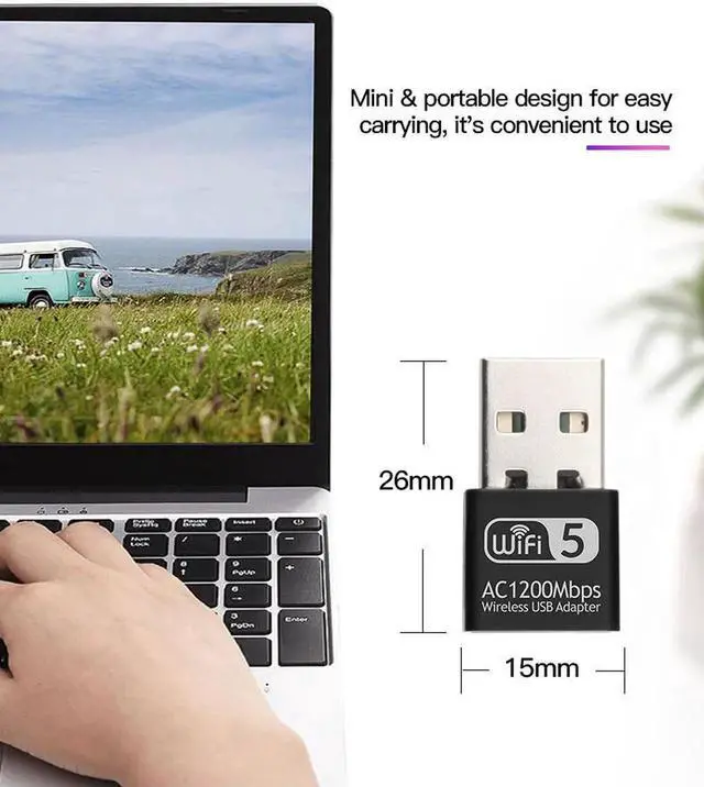 Alt view image 7 of 7 - Dual band AC1200 Wifi Adapter USB 1200Mbps Wifi Adapter 5Ghz Antenna USB Ethernet PC Wireless Lan Wifi Dongle AC Wifi Receiver