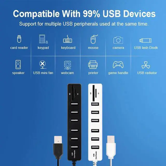 Alt view image 5 of 7 - USB2.0 HUB Multi USB Splitter 2.0 USB Hab SD TF Card Reader Multiple USB HUB for Computer Laptop