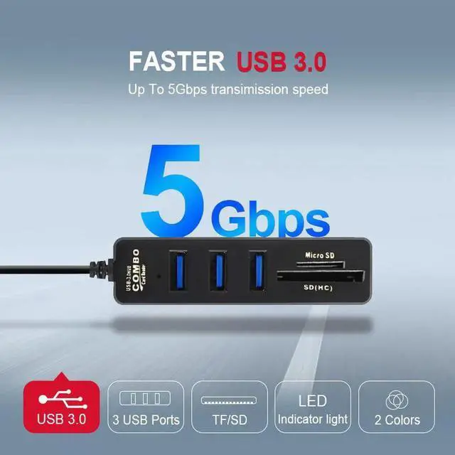 Alt view image 2 of 7 - USB2.0 HUB Multi USB Splitter 2.0 USB Hab SD TF Card Reader Multiple USB HUB for Computer Laptop