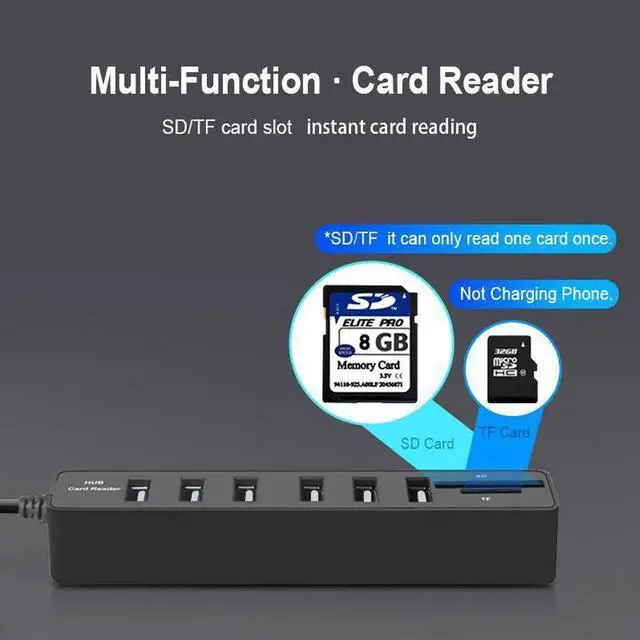 Alt view image 6 of 7 - USB2.0 HUB Multi USB Splitter 2.0 USB Hab SD TF Card Reader Multiple USB HUB for Computer Laptop