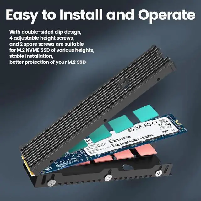 Alt view image 2 of 7 - 22110 SSD Heatsink M.2 NVME Radiator Aluminum Alloy PS5 M.2 PCIE SATA SSD Efficient Radiator with Thermal Silicone pad