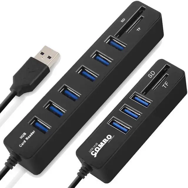 Alt view image 3 of 7 - USB2.0 HUB Multi USB Splitter 2.0 USB Hab SD TF Card Reader Multiple USB HUB for Computer Laptop
