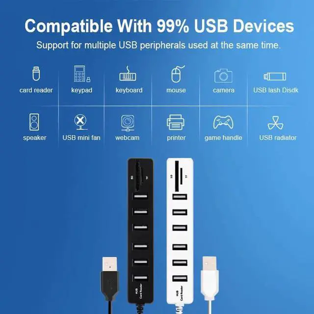 Alt view image 4 of 7 - USB2.0 HUB Multi USB Splitter 2.0 USB Hab SD TF Card Reader Multiple USB HUB for Computer Laptop