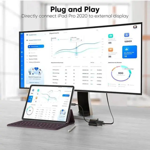 Alt view image 3 of 6 - USB C to VGA HDMI Cable USB 3.1 HUB Type C to VGA adapter monitor cable USB-C to VGA Cable