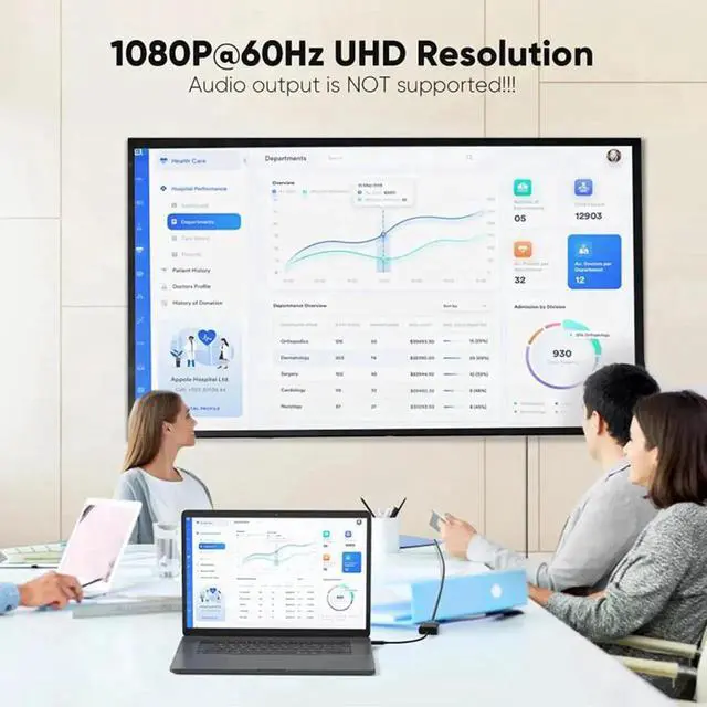 Alt view image 6 of 6 - USB C to VGA HDMI Cable USB 3.1 HUB Type C to VGA adapter monitor cable USB-C to VGA Cable