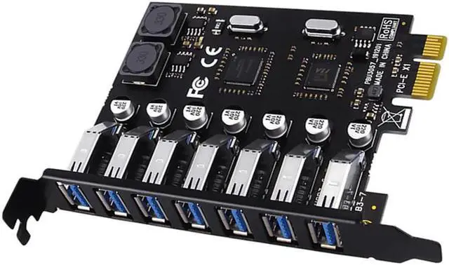 Alt view image 5 of 6 - USB 3.0 PCI Express Adapter PCI e to 7 Ports USB 3 Expansion Adapter Card USB3 PCIe PCI-e x1 Controller Converter for Desktop PC