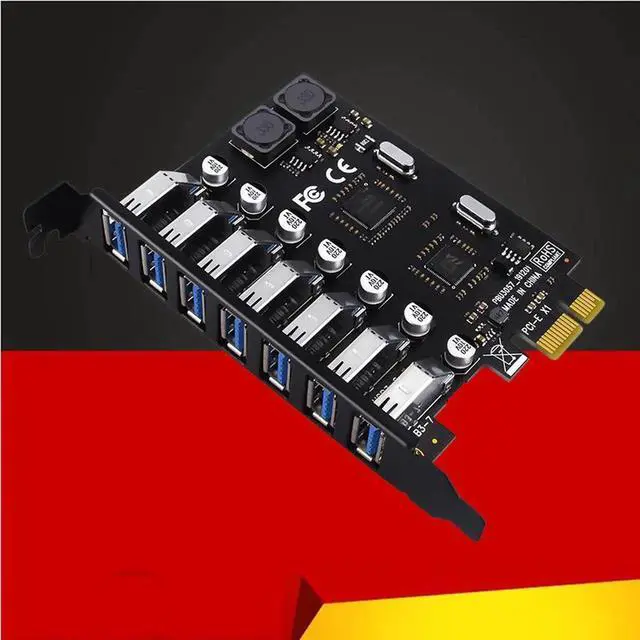 Alt view image 2 of 6 - USB 3.0 PCI Express Adapter PCI e to 7 Ports USB 3 Expansion Adapter Card USB3 PCIe PCI-e x1 Controller Converter for Desktop PC