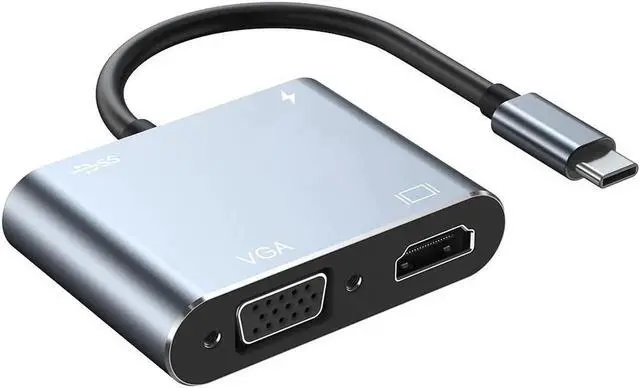 Alt view image 2 of 6 - USB C to VGA HDMI Cable USB 3.1 HUB Type C to VGA adapter monitor cable USB-C to VGA Cable