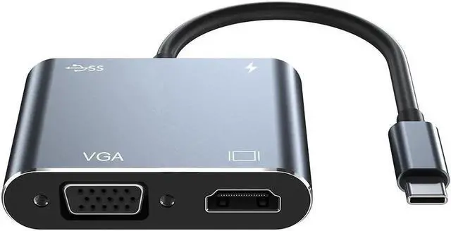 Alt view image 6 of 6 - USB C to VGA HDMI Cable USB 3.1 HUB Type C to VGA adapter monitor cable USB-C to VGA Cable