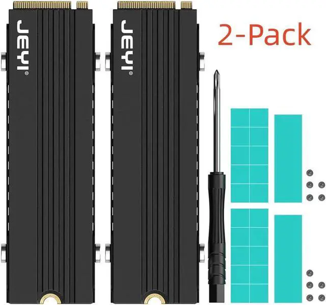 Main image of 2-Pack M.2 Heatsink for PS5 / PC, Slim 7mm Height Low Profile Aluminum Convective NVMe Cooler, Passive Heat Sink with Fins