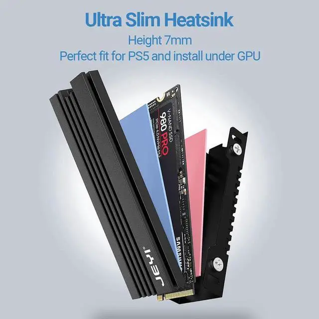 Alt view image 4 of 7 - 2-Pack M.2 Heatsink for PS5 / PC, Slim 7mm Height Low Profile Aluminum Convective NVMe Cooler, Passive Heat Sink with Fins