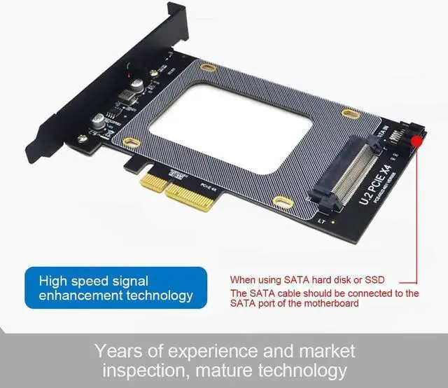 Alt view image 2 of 7 - U.2 to PCI-E X4 Riser Card 3.0 SFF-8639 to SSD Extension Adapter U.2 SSD SATA PCI Express Card for 2.5 Inch SATA HDD