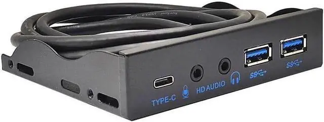 Alt view image 6 of 6 - USB Front Panel for PC USB3.2 Gen2 10Gbps Type C + 19Pin 2Port USB3.0 Hub + HD Audio 3.5mm Earphone MIC for 3.5 Floppy Disk Bay