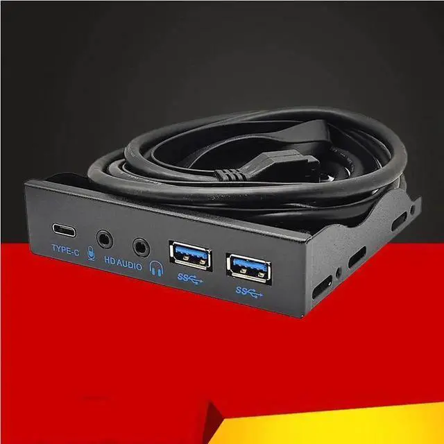 Alt view image 5 of 6 - USB Front Panel for PC USB3.2 Gen2 10Gbps Type C + 19Pin 2Port USB3.0 Hub + HD Audio 3.5mm Earphone MIC for 3.5 Floppy Disk Bay