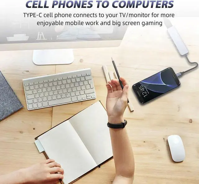 Alt view image 3 of 7 - Type-C to HDMI USB3.0 PD HUB 4 in 1 Adapter USB-C to HDMI-Compatible TF SD Slot PD Charger Splitter for Macbook Laptops Type-C Hub