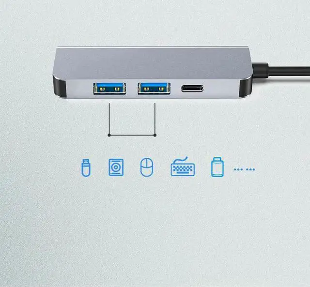 Alt view image 7 of 7 - Type-C to HDMI USB3.0 PD HUB 4 in 1 Adapter USB-C to HDMI-Compatible TF SD Slot PD Charger Splitter for Macbook Laptops Type-C Hub