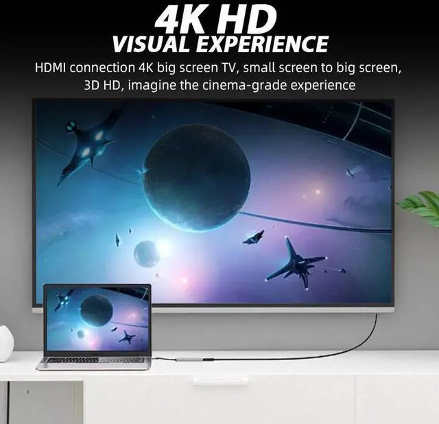 Alt view image 4 of 7 - Type-C to HDMI USB3.0 PD HUB 4 in 1 Adapter USB-C to HDMI-Compatible TF SD Slot PD Charger Splitter for Macbook Laptops Type-C Hub