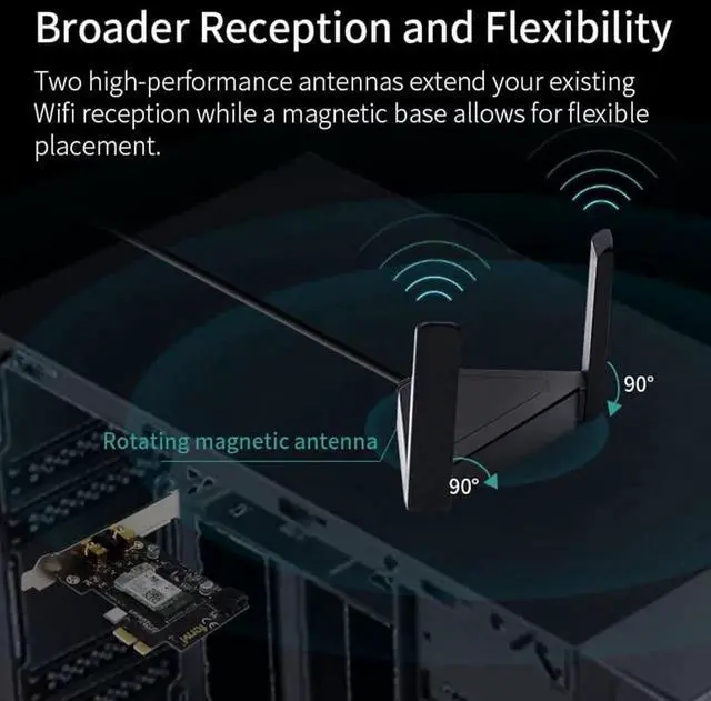 Alt view image 5 of 7 - Dual Band 3000Mbps Wifi 6 PCIe Wireless Adapter Intel AX200 Bluetooth 5.0 Card 2.4G/5Ghz 802.11ac/ax For Desktop PC Network