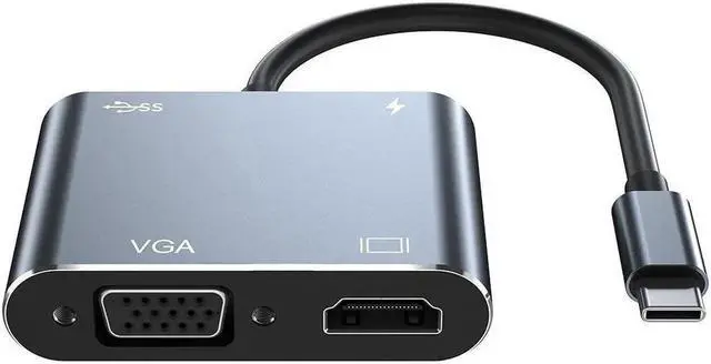 Alt view image 3 of 6 - USB C to VGA HDMI Cable USB 3.1 HUB Type C to VGA adapter monitor cable USB-C to VGA Cable