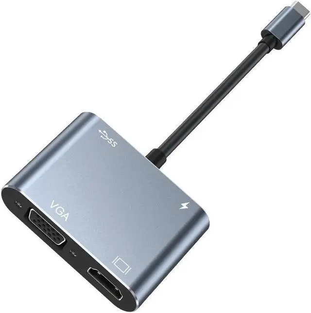 Alt view image 4 of 6 - USB C to VGA HDMI Cable USB 3.1 HUB Type C to VGA adapter monitor cable USB-C to VGA Cable