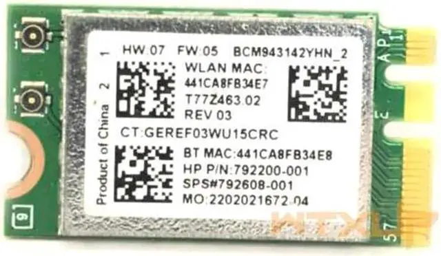 Alt view image 4 of 4 - Wireless Adapter Card Broadcom BCM943142Y 150Mbps Wlan+Bluetooth M.2 NGFF WiFi BT 4.0 802.11b/g/n SPS: 792608-001
