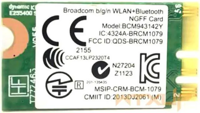 Alt view image 2 of 4 - Wireless Adapter Card Broadcom BCM943142Y 150Mbps Wlan+Bluetooth M.2 NGFF WiFi BT 4.0 802.11b/g/n SPS: 792608-001