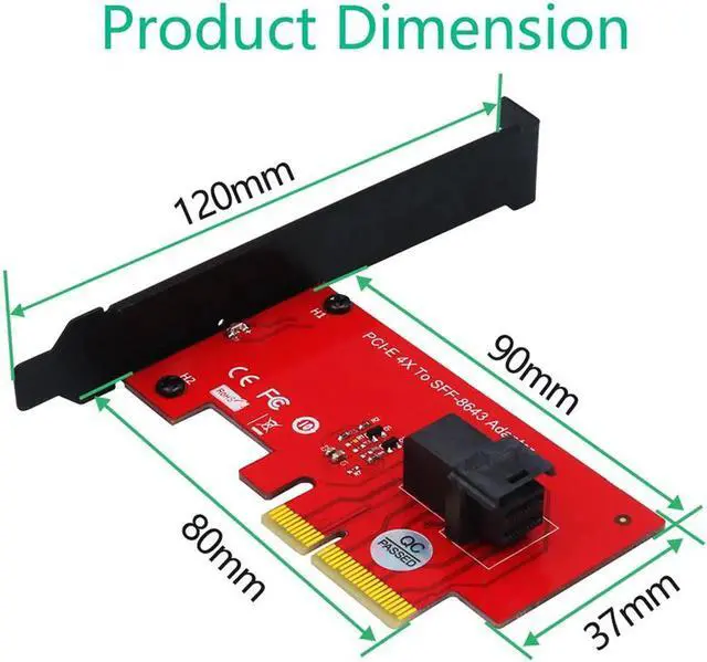 Alt view image 4 of 6 - Riser PCIE SFF-8643 U.2 Adapter Expansion Card SFF-8643 U2 PCI E Converter SFF 8643 PCI-E 4.0 X4 Riser Card for U2 PCIe NVMe SSD