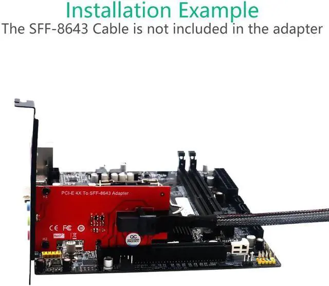 Alt view image 6 of 6 - Riser PCIE SFF-8643 U.2 Adapter Expansion Card SFF-8643 U2 PCI E Converter SFF 8643 PCI-E 4.0 X4 Riser Card for U2 PCIe NVMe SSD