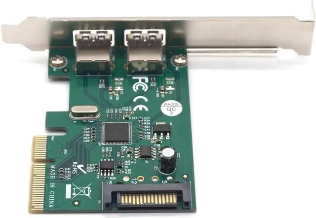 Alt view image 4 of 7 - PCI-E to 2 Port USB3.1 10Gbps Type-A Controller Card PCI Express X4 Chipset for ASMedia ASM1142