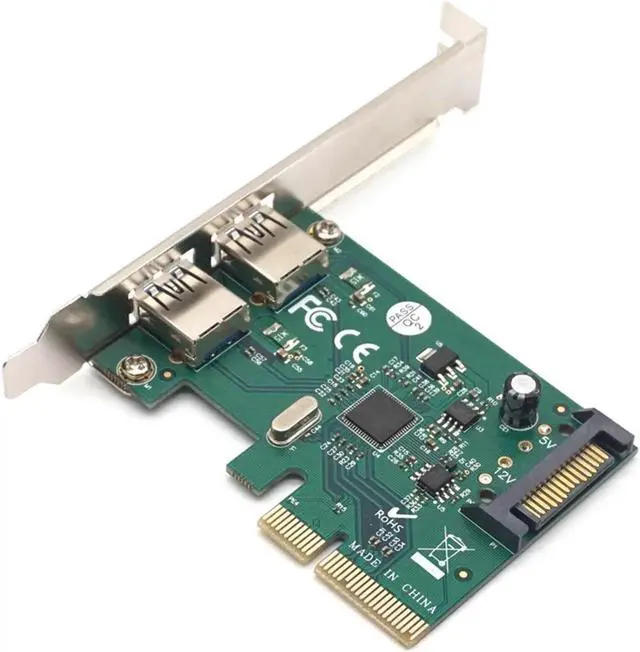 Alt view image 5 of 7 - PCI-E to 2 Port USB3.1 10Gbps Type-A Controller Card PCI Express X4 Chipset for ASMedia ASM1142