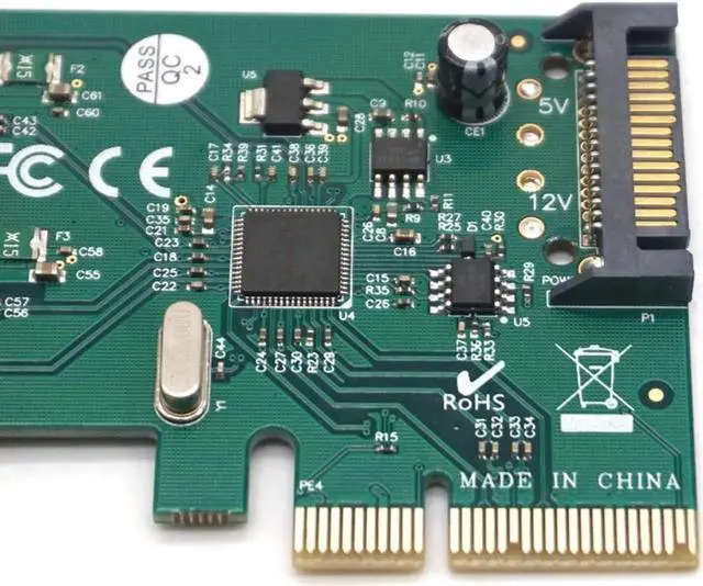 Alt view image 6 of 7 - PCI-E to 2 Port USB3.1 10Gbps Type-A Controller Card PCI Express X4 Chipset for ASMedia ASM1142