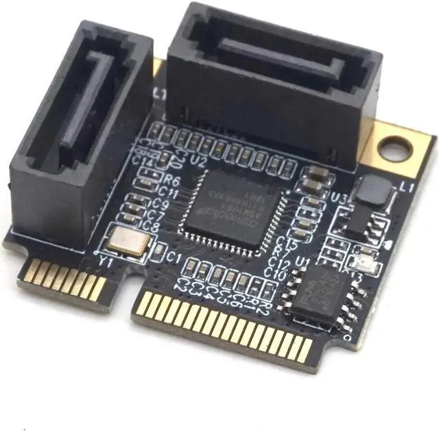 Alt view image 6 of 7 - Mini PCI-E PCI Express to 2 Ports SATA 3.0 Converter SSD HDD SATA3 Controller Expansion Card SATA Multiplier