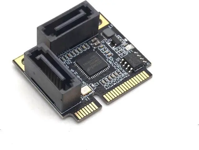 Alt view image 2 of 7 - Mini PCI-E PCI Express to 2 Ports SATA 3.0 Converter SSD HDD SATA3 Controller Expansion Card SATA Multiplier